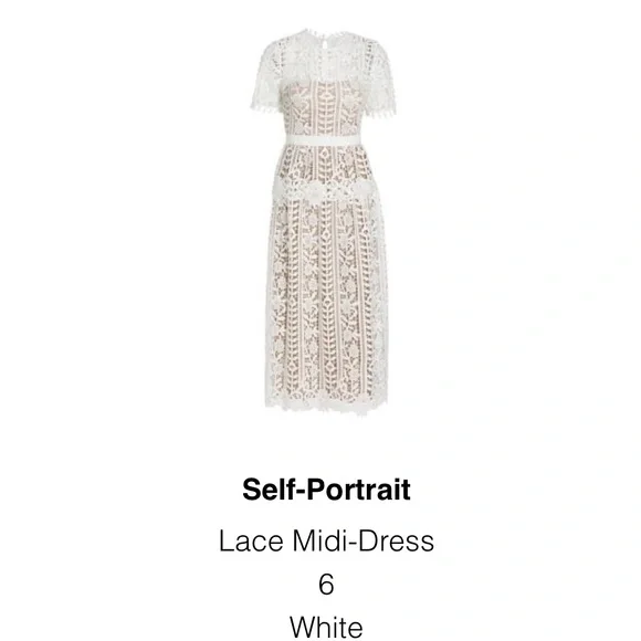 Self-Portrait | Dresses | Self Portrait White Lace Midi Dress | Poshmark